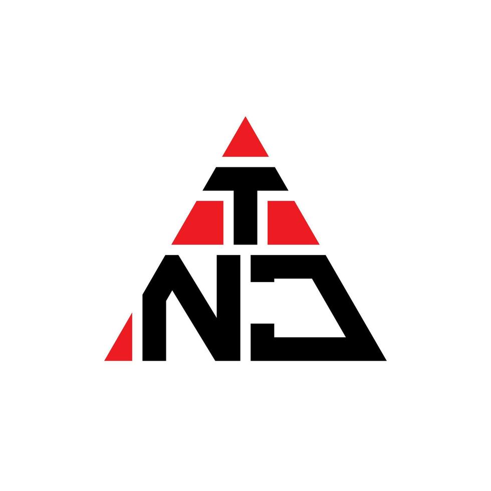 création de logo de lettre triangle tnj avec forme de triangle. monogramme de conception de logo triangle tnj. modèle de logo vectoriel triangle tnj avec couleur rouge. logo triangulaire tnj logo simple, élégant et luxueux.