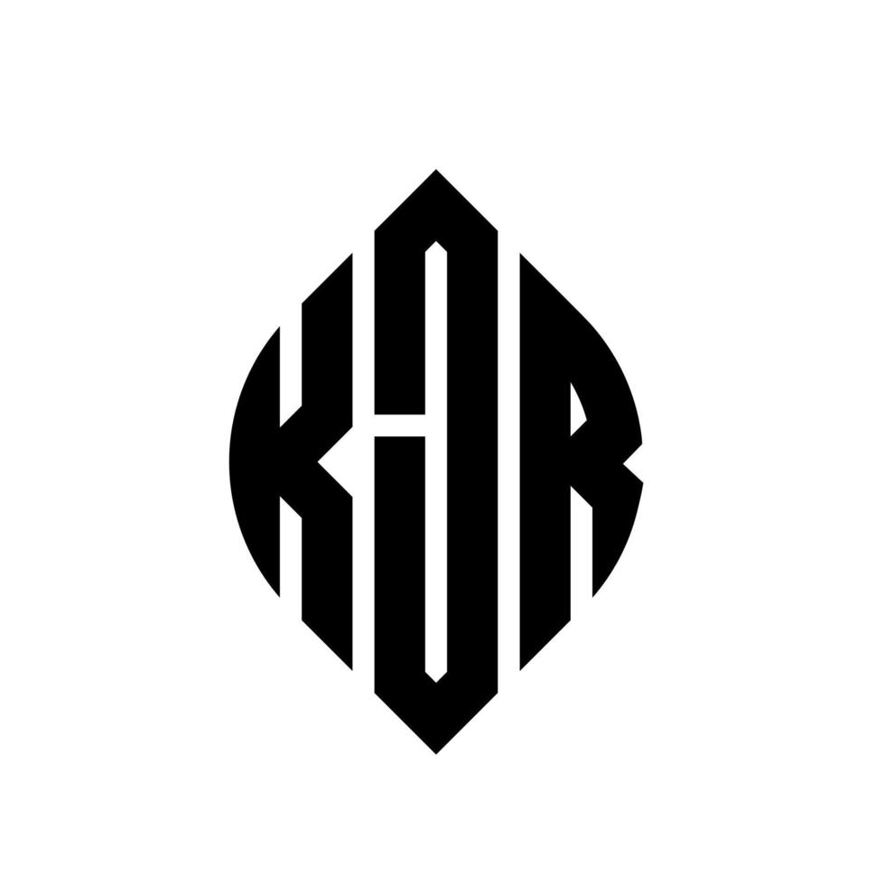 création de logo de lettre de cercle kjr avec forme de cercle et d'ellipse. lettres kjr ellipse avec style typographique. les trois initiales forment un logo circulaire. kjr cercle emblème abstrait monogramme lettre marque vecteur. vecteur