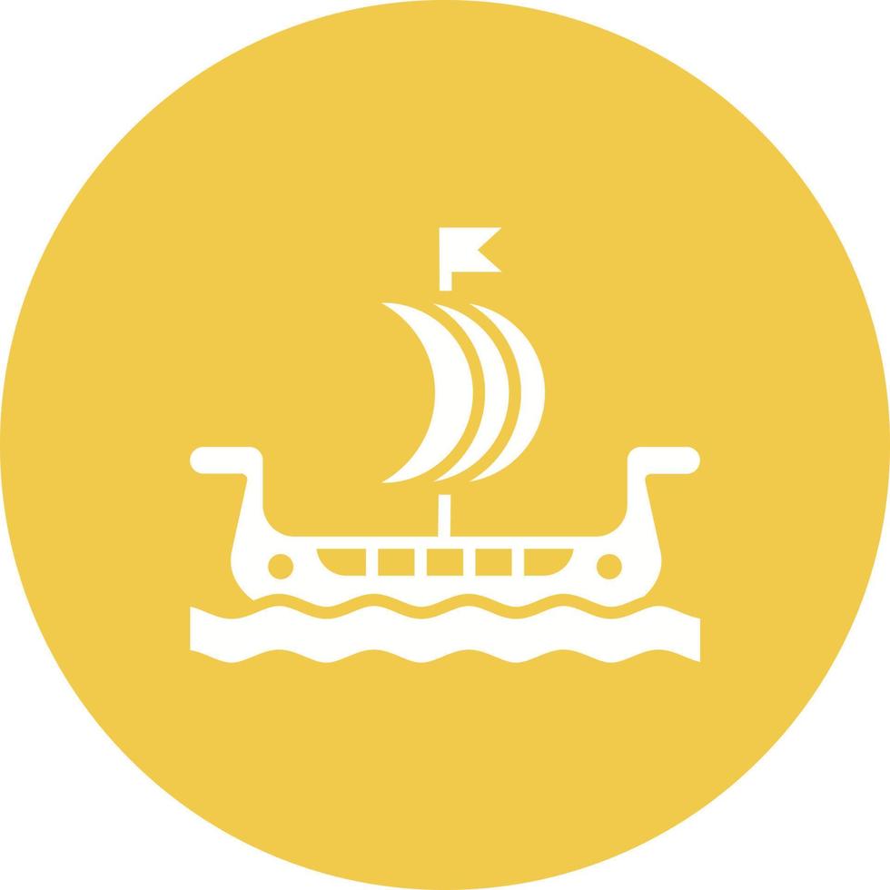 icône de fond de cercle de glyphe de bateau viking vecteur