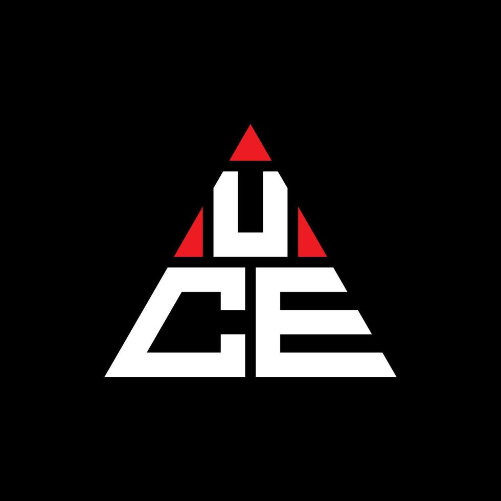 création de logo de lettre triangle uce avec forme de triangle. monogramme de conception de logo triangle uce. modèle de logo vectoriel triangle uce avec couleur rouge. uce logo triangulaire logo simple, élégant et luxueux.