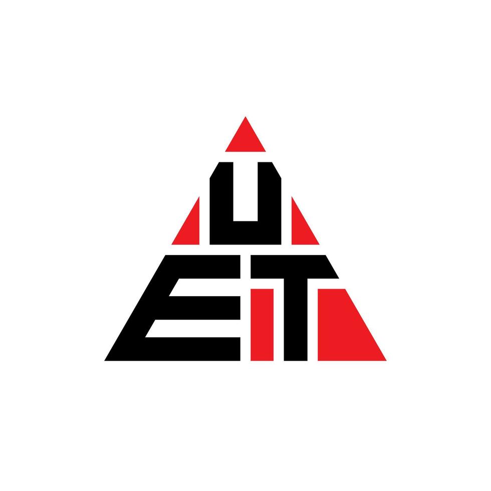 création de logo de lettre triangle uet avec forme de triangle. monogramme de conception de logo triangle uet. modèle de logo vectoriel triangle uet avec couleur rouge. uet logo triangulaire logo simple, élégant et luxueux.