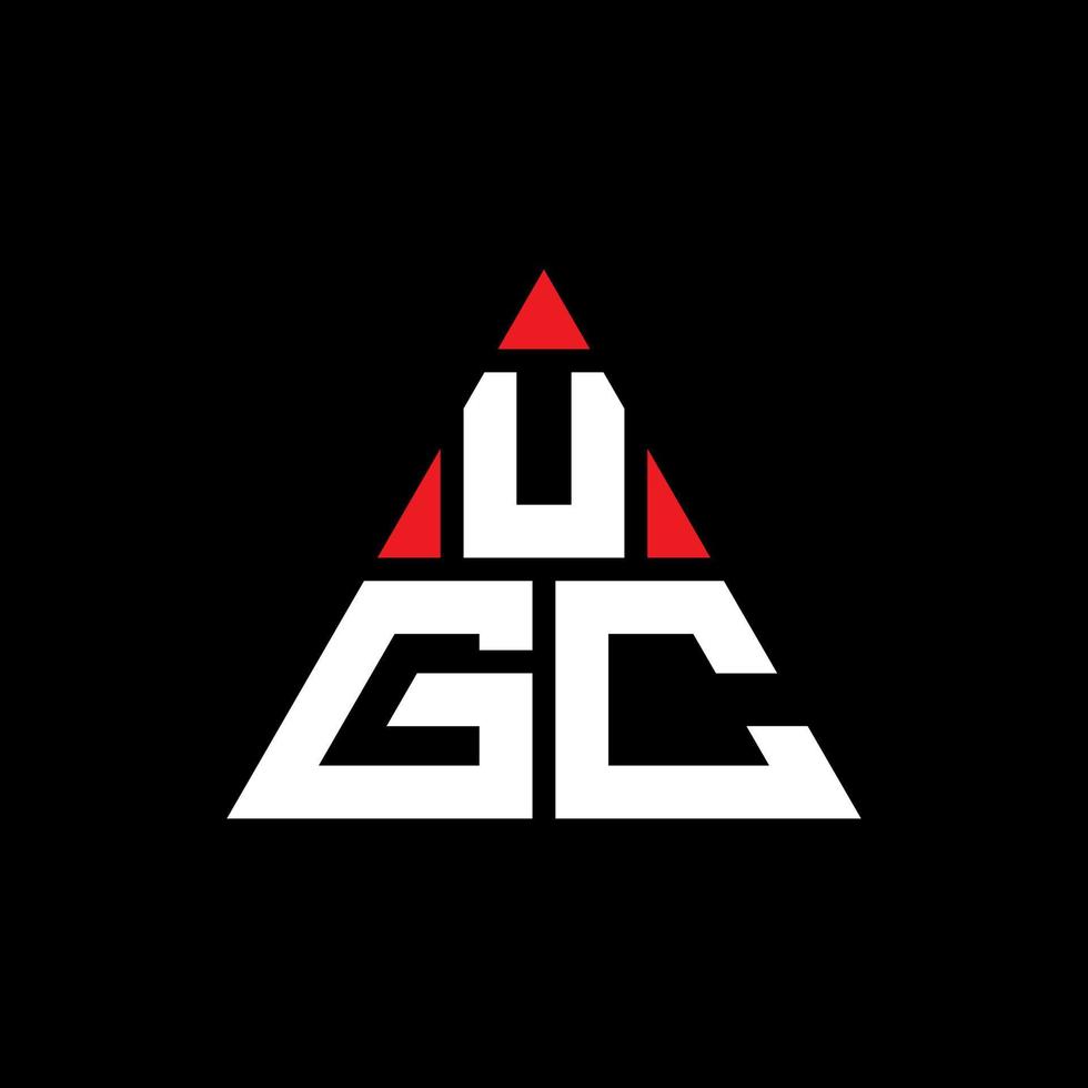 création de logo de lettre triangle ugc avec forme de triangle. monogramme de conception de logo triangle ugc. modèle de logo vectoriel triangle ugc avec couleur rouge. logo triangulaire ugc logo simple, élégant et luxueux.