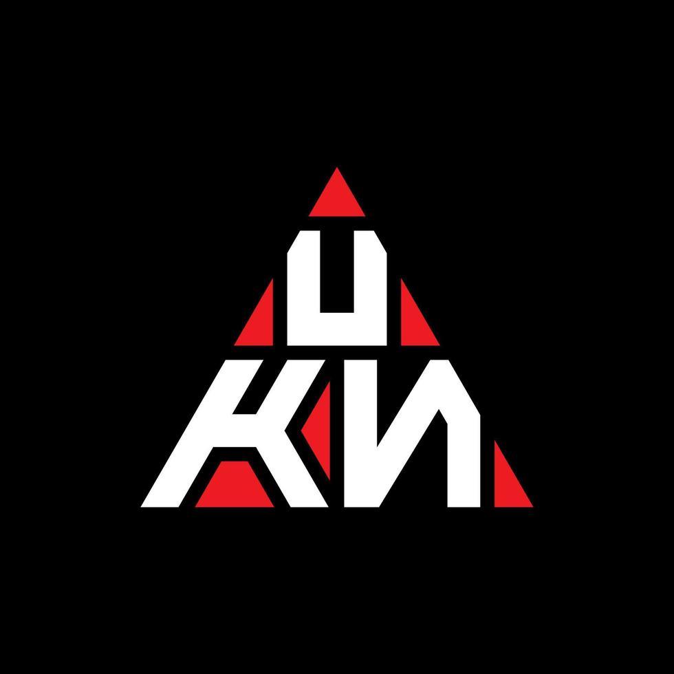 création de logo de lettre triangle ukn avec forme de triangle. monogramme de conception de logo triangle ukn. modèle de logo vectoriel triangle ukn avec couleur rouge. logo triangulaire ukn logo simple, élégant et luxueux.