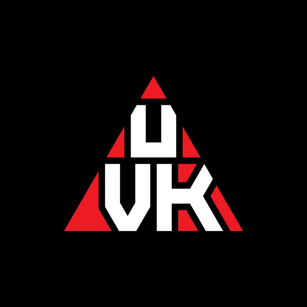 création de logo de lettre triangle uvk avec forme de triangle. monogramme de conception de logo triangle uvk. modèle de logo vectoriel triangle uvk avec couleur rouge. logo triangulaire uvk logo simple, élégant et luxueux.
