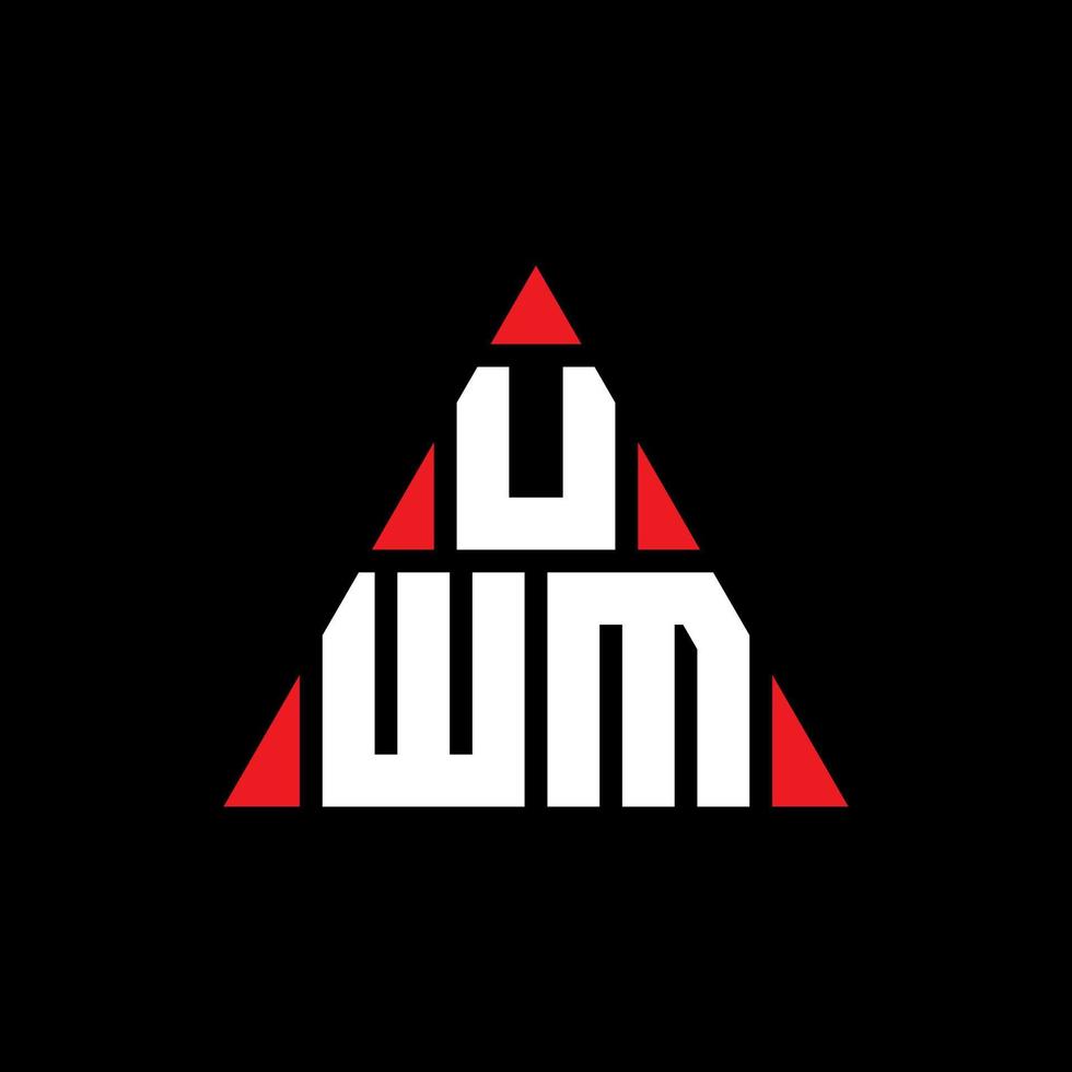 création de logo de lettre triangle uwm avec forme de triangle. monogramme de conception de logo triangle uwm. modèle de logo vectoriel triangle uwm avec couleur rouge. logo triangulaire uwm logo simple, élégant et luxueux.