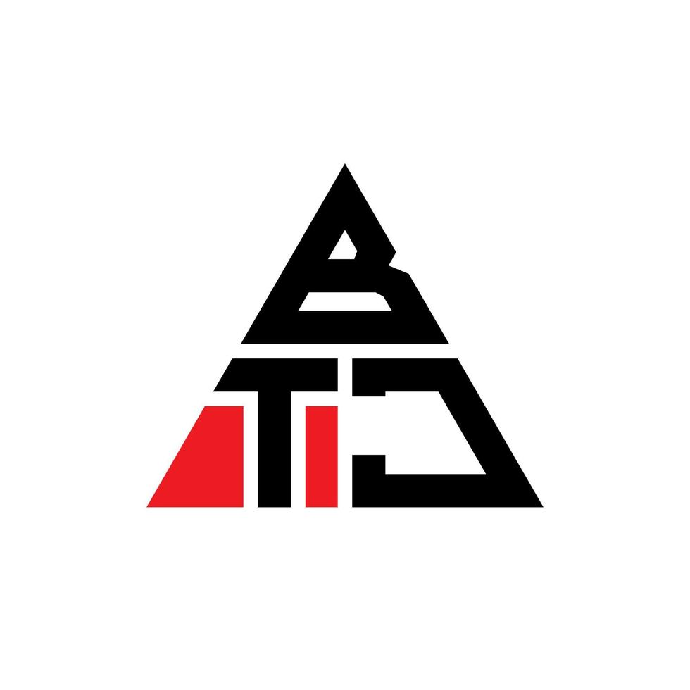 création de logo de lettre triangle btj avec forme de triangle. monogramme de conception de logo triangle btj. modèle de logo vectoriel triangle btj avec couleur rouge. logo triangulaire btj logo simple, élégant et luxueux.