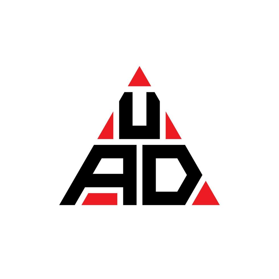 création de logo de lettre triangle uad avec forme de triangle. monogramme de conception de logo triangle uad. modèle de logo vectoriel triangle uad avec couleur rouge. logo triangulaire uad logo simple, élégant et luxueux.