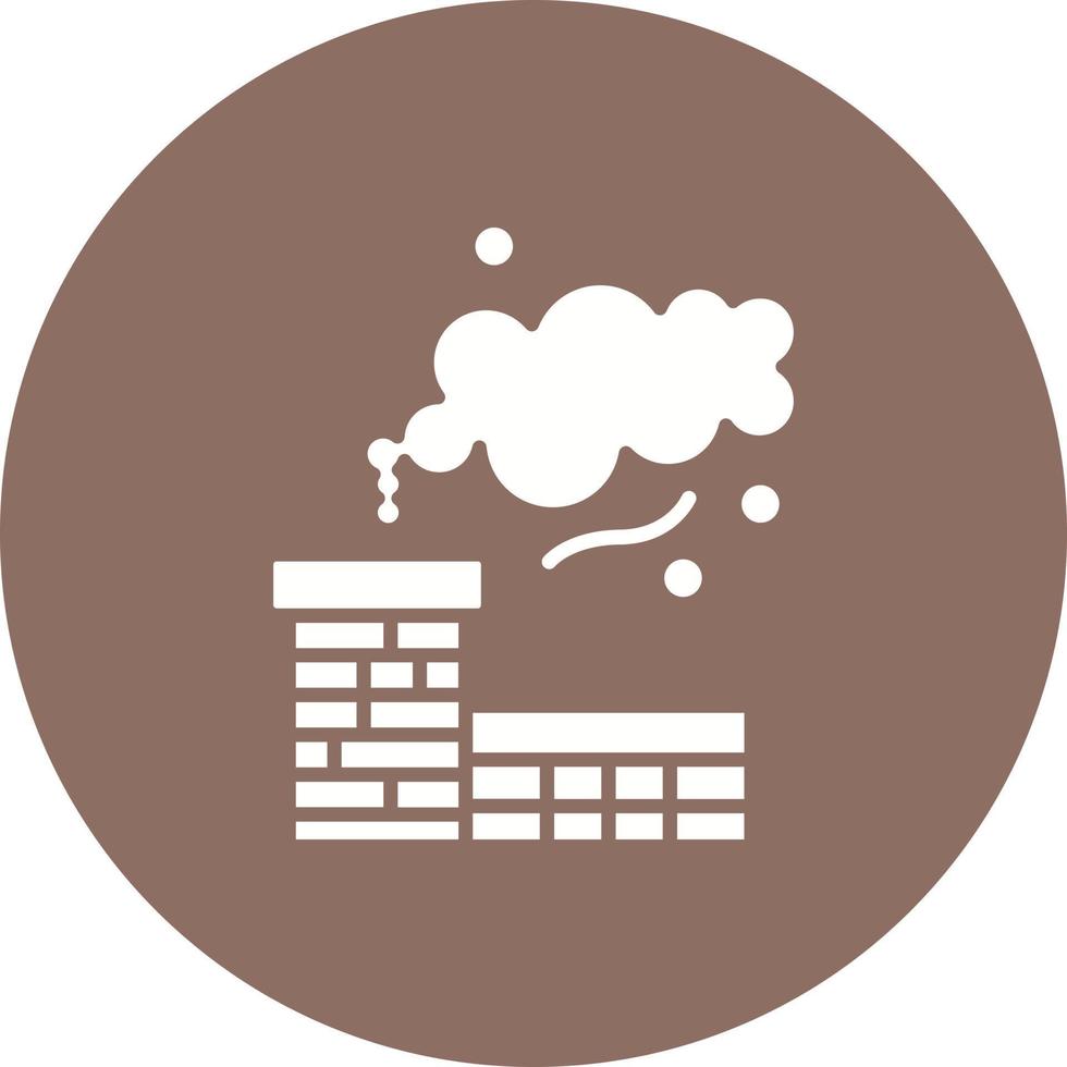 icône de fond de cercle de glyphe de pollution de cheminée vecteur