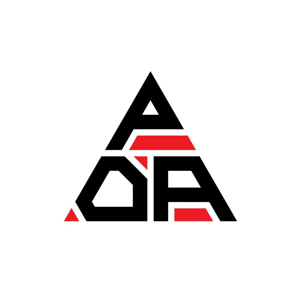 création de logo de lettre triangle poa avec forme de triangle. monogramme de conception de logo triangle poa. modèle de logo vectoriel triangle poa avec couleur rouge. logo triangulaire poa logo simple, élégant et luxueux.