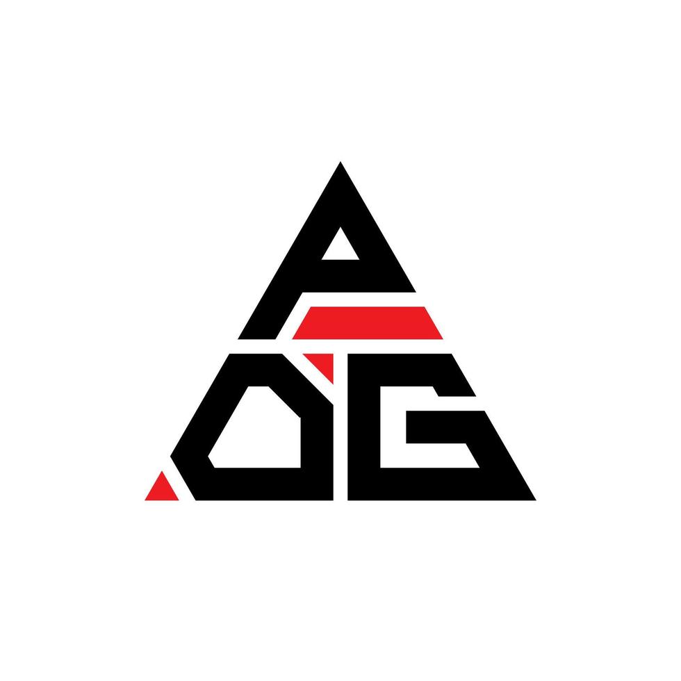 création de logo de lettre triangle pog avec forme de triangle. monogramme de conception de logo triangle pog. modèle de logo vectoriel triangle pog avec couleur rouge. logo triangulaire pog logo simple, élégant et luxueux.