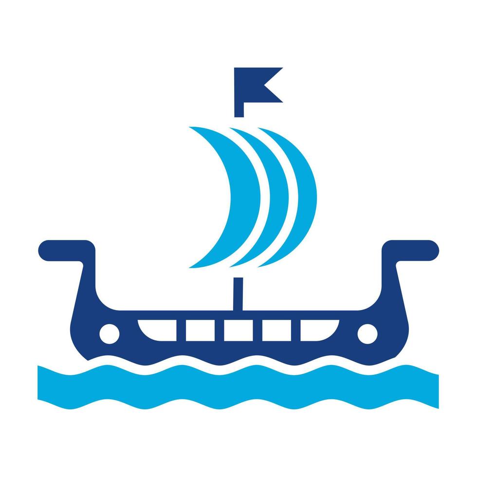 icône de deux couleurs de glyphe de bateau viking vecteur