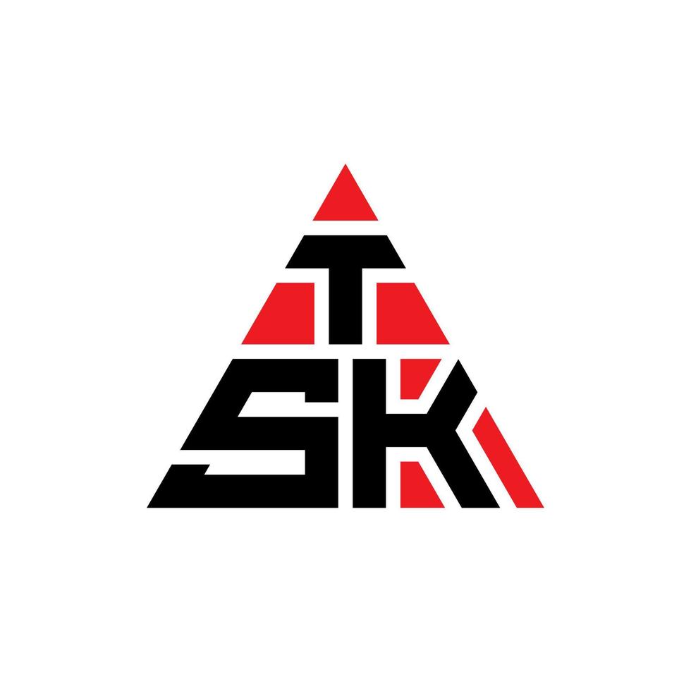 création de logo de lettre triangle tsk avec forme de triangle. monogramme de conception de logo triangle tsk. modèle de logo vectoriel triangle tsk avec couleur rouge. logo triangulaire tsk logo simple, élégant et luxueux.