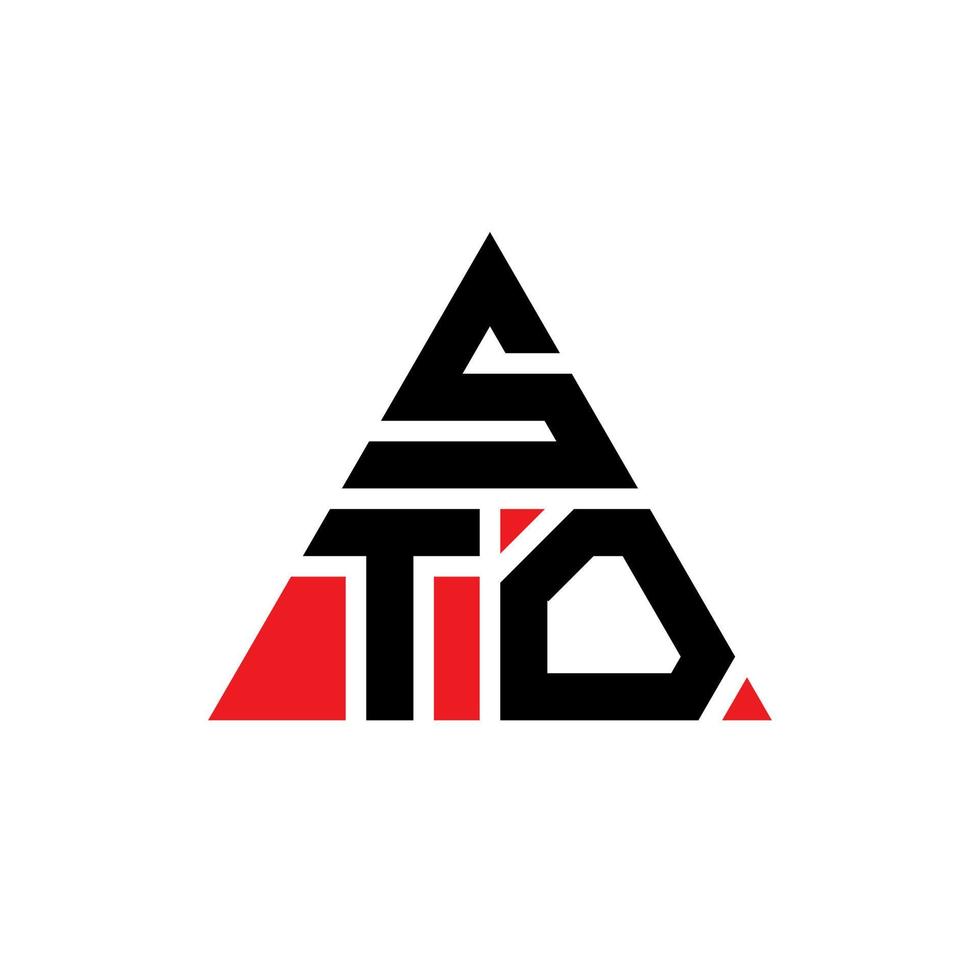 création de logo de lettre triangle sto avec forme de triangle. monogramme de conception de logo triangle sto. modèle de logo vectoriel triangle sto avec couleur rouge. sto logo triangulaire logo simple, élégant et luxueux.