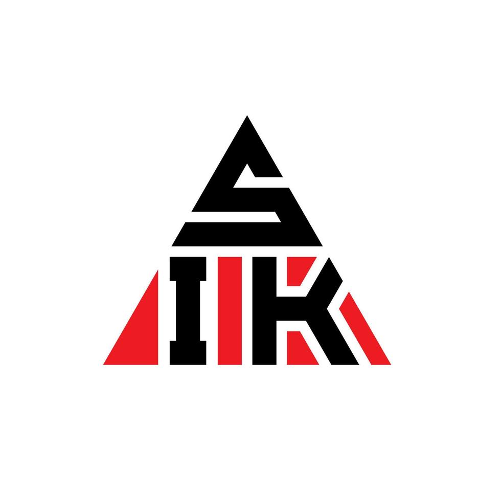 création de logo de lettre triangle sik avec forme de triangle. monogramme de conception de logo triangle sik. modèle de logo vectoriel triangle sik avec couleur rouge. logo triangulaire sik logo simple, élégant et luxueux.