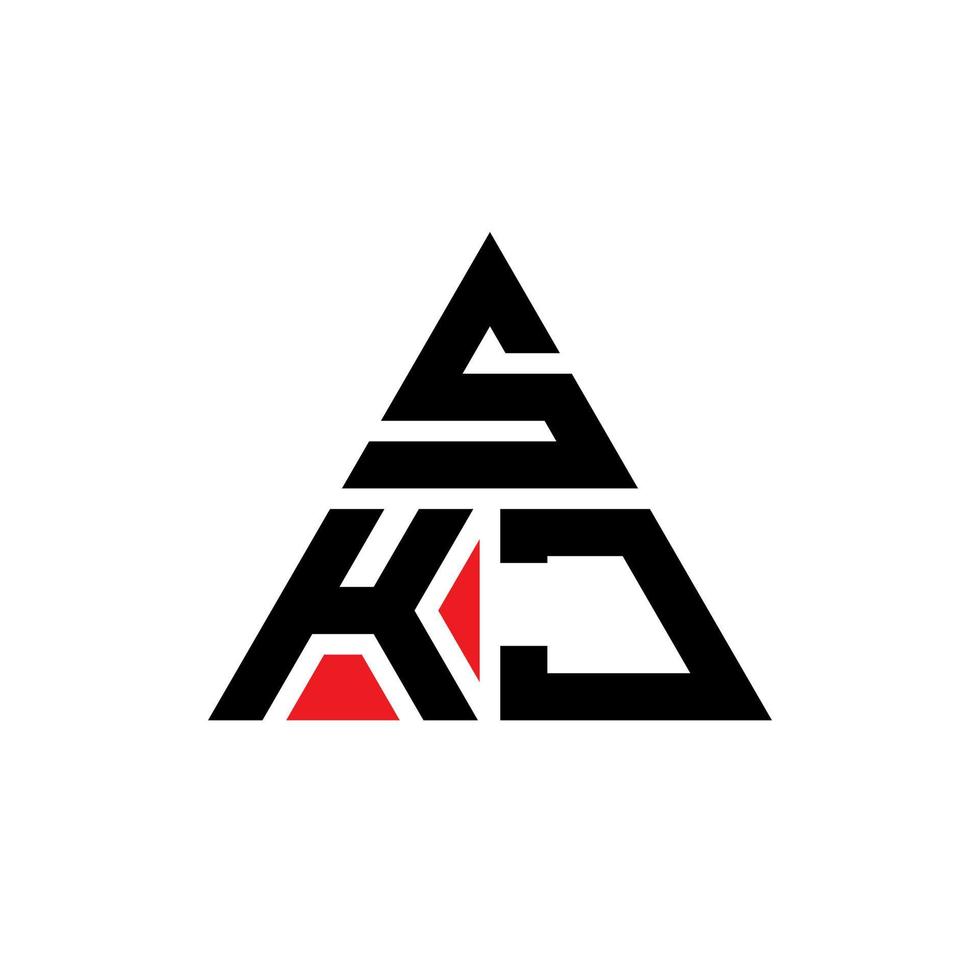 création de logo de lettre triangle skj avec forme de triangle. monogramme de conception de logo triangle skj. modèle de logo vectoriel triangle skj avec couleur rouge. logo triangulaire skj logo simple, élégant et luxueux.