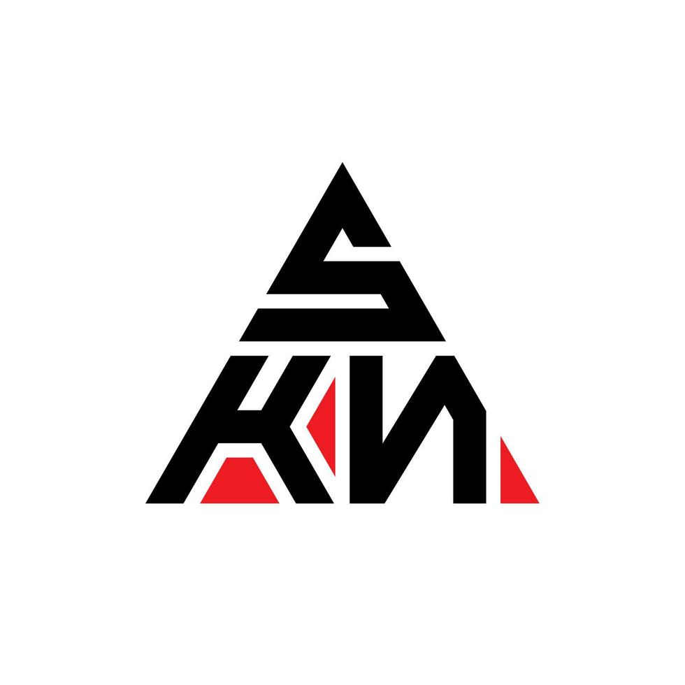 création de logo de lettre triangle skn avec forme de triangle. monogramme de conception de logo triangle skn. modèle de logo vectoriel triangle skn avec couleur rouge. logo triangulaire skn logo simple, élégant et luxueux.