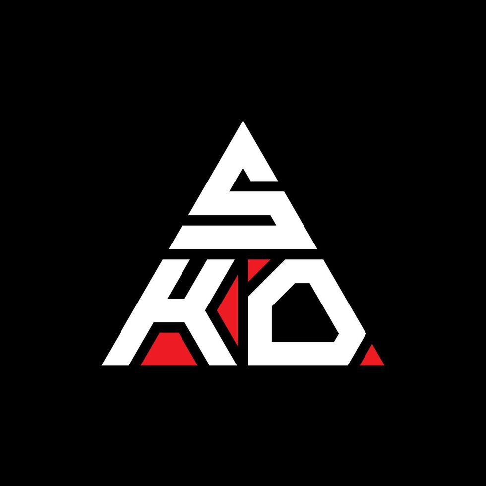 création de logo de lettre triangle sko avec forme de triangle. monogramme de conception de logo triangle sko. modèle de logo vectoriel triangle sko avec couleur rouge. logo triangulaire sko logo simple, élégant et luxueux.