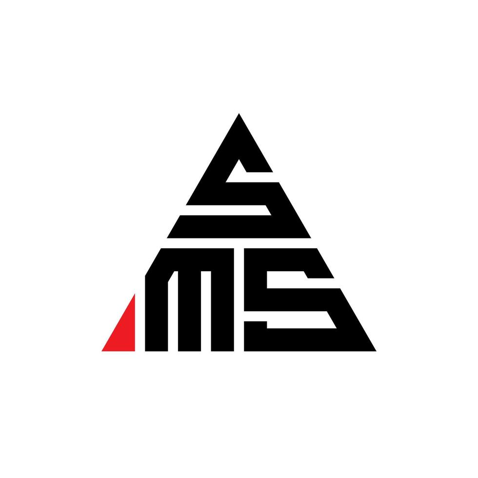 création de logo de lettre triangle sms avec forme de triangle. monogramme de conception de logo triangle sms. modèle de logo vectoriel triangle sms avec couleur rouge. logo triangulaire sms logo simple, élégant et luxueux.