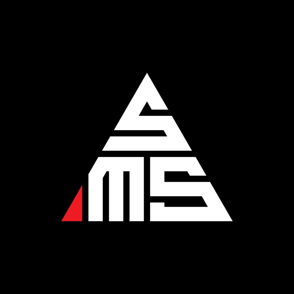 création de logo de lettre triangle sms avec forme de triangle. monogramme de conception de logo triangle sms. modèle de logo vectoriel triangle sms avec couleur rouge. logo triangulaire sms logo simple, élégant et luxueux.