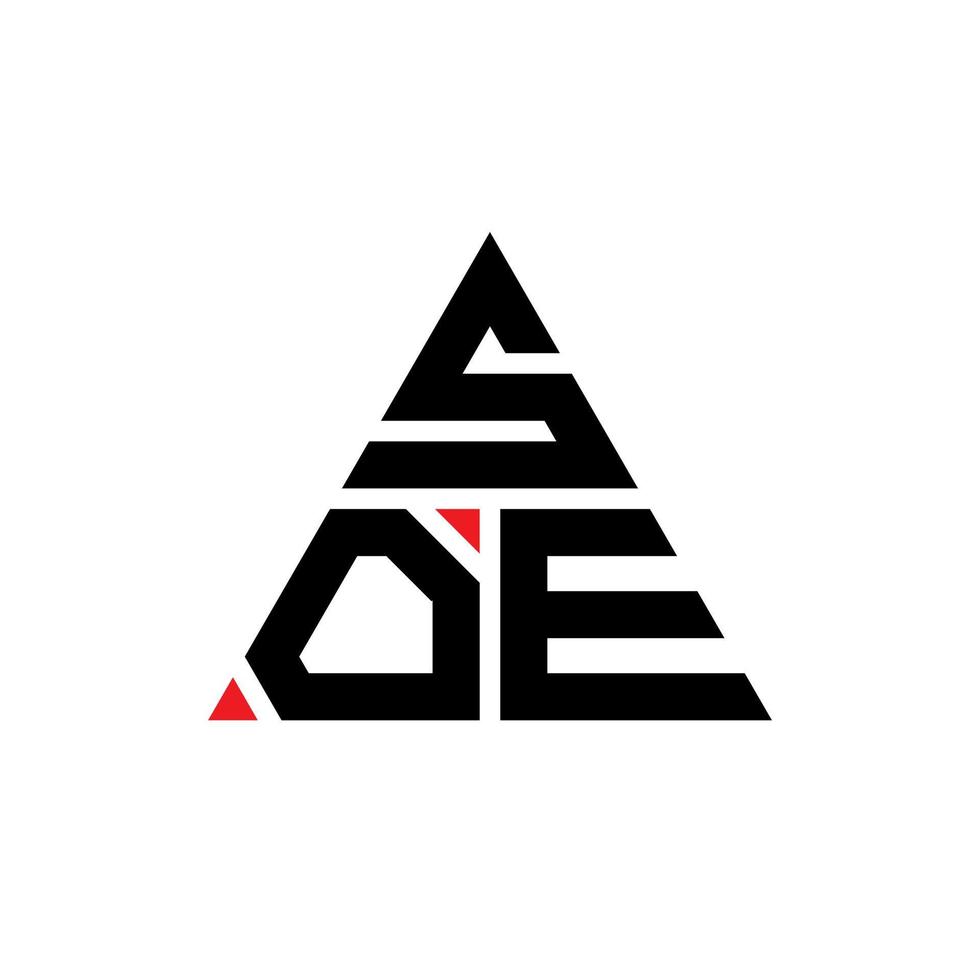 création de logo de lettre triangle soe avec forme de triangle. monogramme de conception de logo triangle soe. modèle de logo vectoriel triangle soe avec couleur rouge. soe logo triangulaire logo simple, élégant et luxueux.