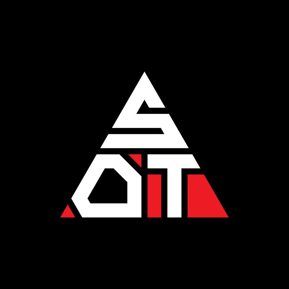 création de logo de lettre triangle sot avec forme de triangle. monogramme de conception de logo triangle sot. modèle de logo vectoriel triangle sot avec couleur rouge. sot logo triangulaire logo simple, élégant et luxueux.