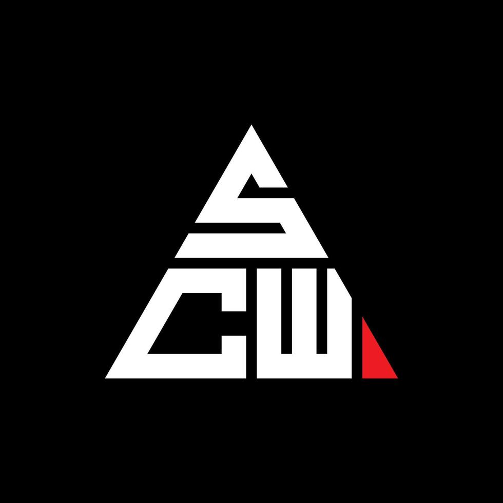 création de logo de lettre triangle scw avec forme de triangle. monogramme de conception de logo triangle scw. modèle de logo vectoriel triangle scw avec couleur rouge. logo triangulaire scw logo simple, élégant et luxueux.