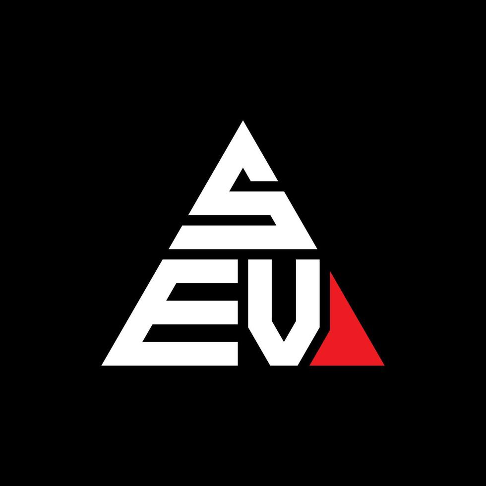 création de logo de lettre triangle sev avec forme de triangle. monogramme de conception de logo triangle sev. modèle de logo vectoriel triangle sev avec couleur rouge. sev logo triangulaire logo simple, élégant et luxueux.