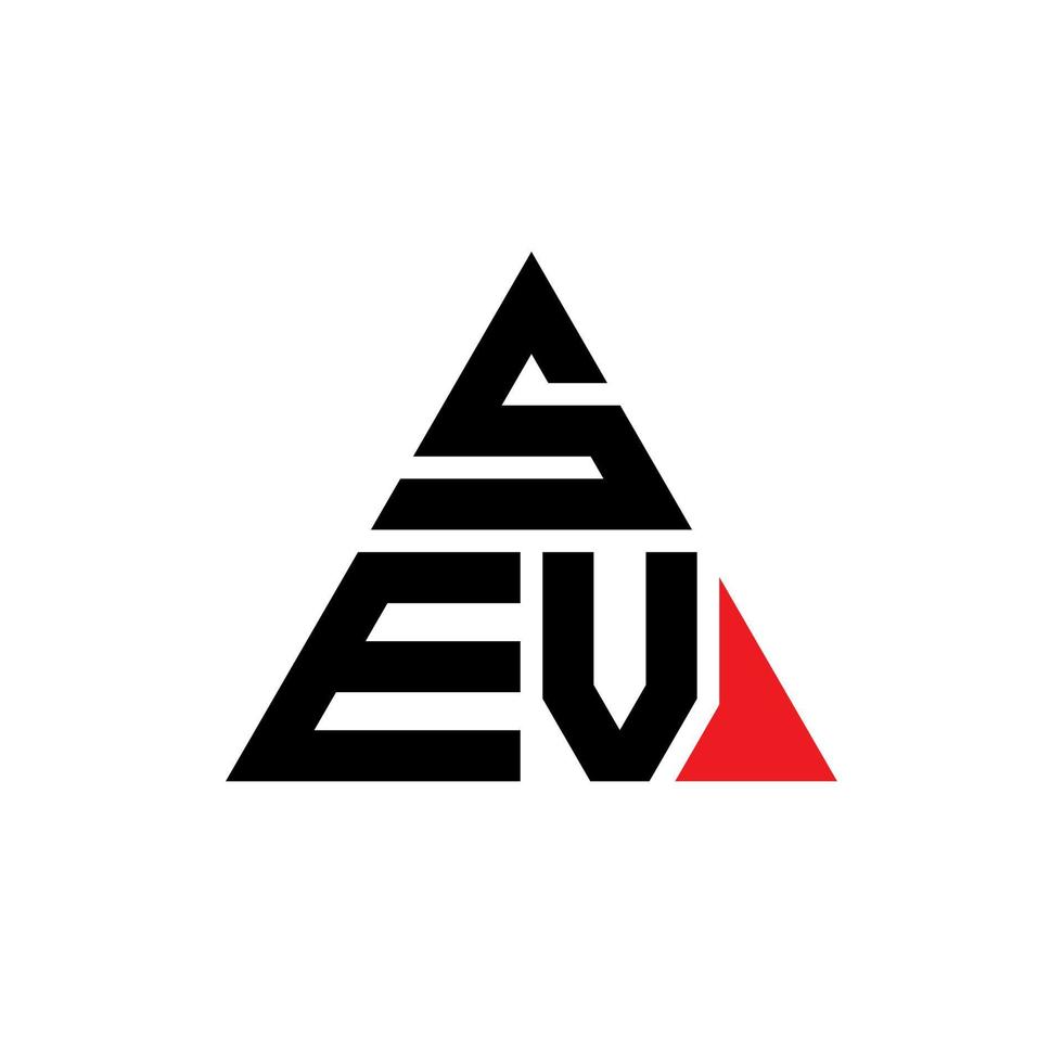 création de logo de lettre triangle sev avec forme de triangle. monogramme de conception de logo triangle sev. modèle de logo vectoriel triangle sev avec couleur rouge. sev logo triangulaire logo simple, élégant et luxueux.