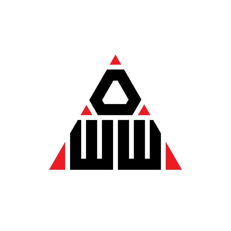 création de logo de lettre triangle oww avec forme de triangle. monogramme de conception de logo triangle oww. modèle de logo vectoriel triangle oww avec couleur rouge. oww logo triangulaire logo simple, élégant et luxueux.