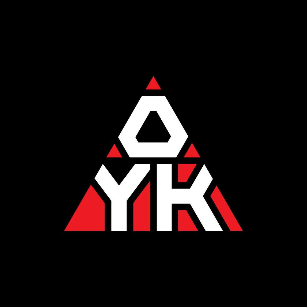 création de logo de lettre triangle oyk avec forme de triangle. monogramme de conception de logo triangle oyk. modèle de logo vectoriel triangle oyk avec couleur rouge. logo triangulaire oyk logo simple, élégant et luxueux.