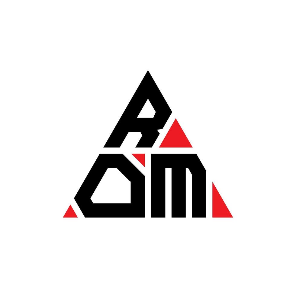 création de logo de lettre triangle rom avec forme de triangle. monogramme de conception de logo triangle rom. modèle de logo vectoriel triangle rom avec couleur rouge. rom logo triangulaire logo simple, élégant et luxueux.