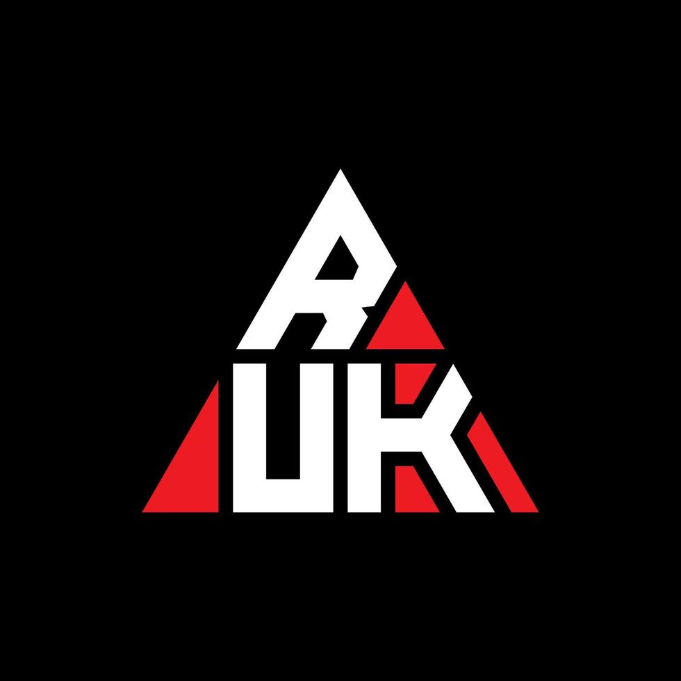 création de logo de lettre triangle ruk avec forme de triangle. monogramme de conception de logo triangle ruk. modèle de logo vectoriel triangle ruk avec couleur rouge. logo triangulaire ruk logo simple, élégant et luxueux.