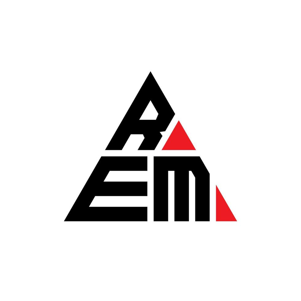 création de logo de lettre triangle rem avec forme de triangle. monogramme de conception de logo triangle rem. modèle de logo vectoriel triangle rem avec couleur rouge. rem logo triangulaire logo simple, élégant et luxueux.