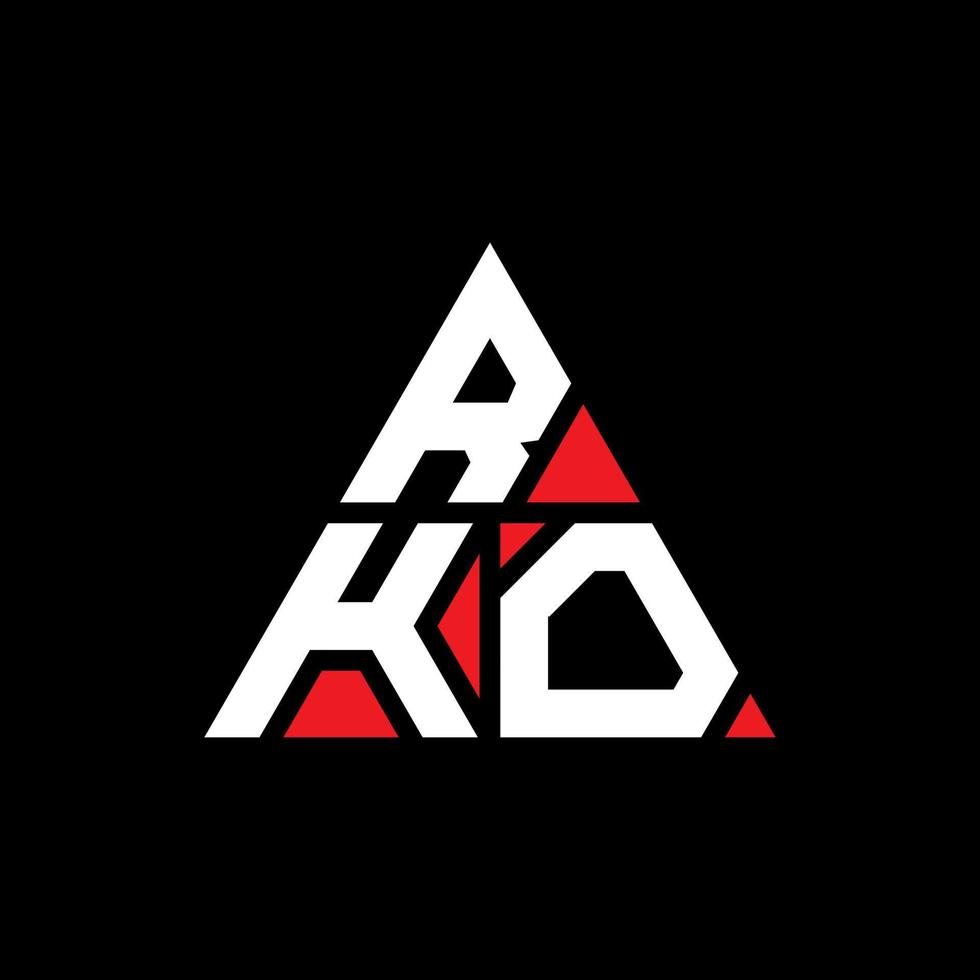 création de logo de lettre triangle rko avec forme de triangle. monogramme de conception de logo triangle rko. modèle de logo vectoriel triangle rko avec couleur rouge. logo triangulaire rko logo simple, élégant et luxueux.