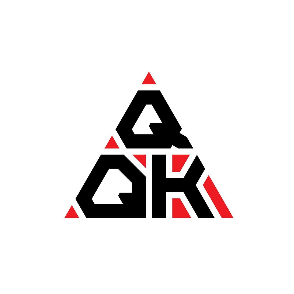 création de logo de lettre triangle qqk avec forme de triangle. monogramme de conception de logo triangle qqk. modèle de logo vectoriel triangle qqk avec couleur rouge. qqk logo triangulaire logo simple, élégant et luxueux.