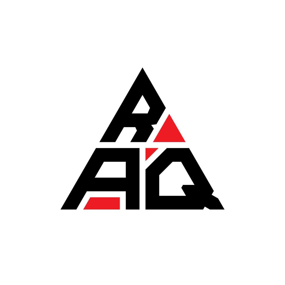 création de logo de lettre triangle raq avec forme de triangle. monogramme de conception de logo triangle raq. modèle de logo vectoriel triangle raq avec couleur rouge. logo triangulaire raq logo simple, élégant et luxueux.