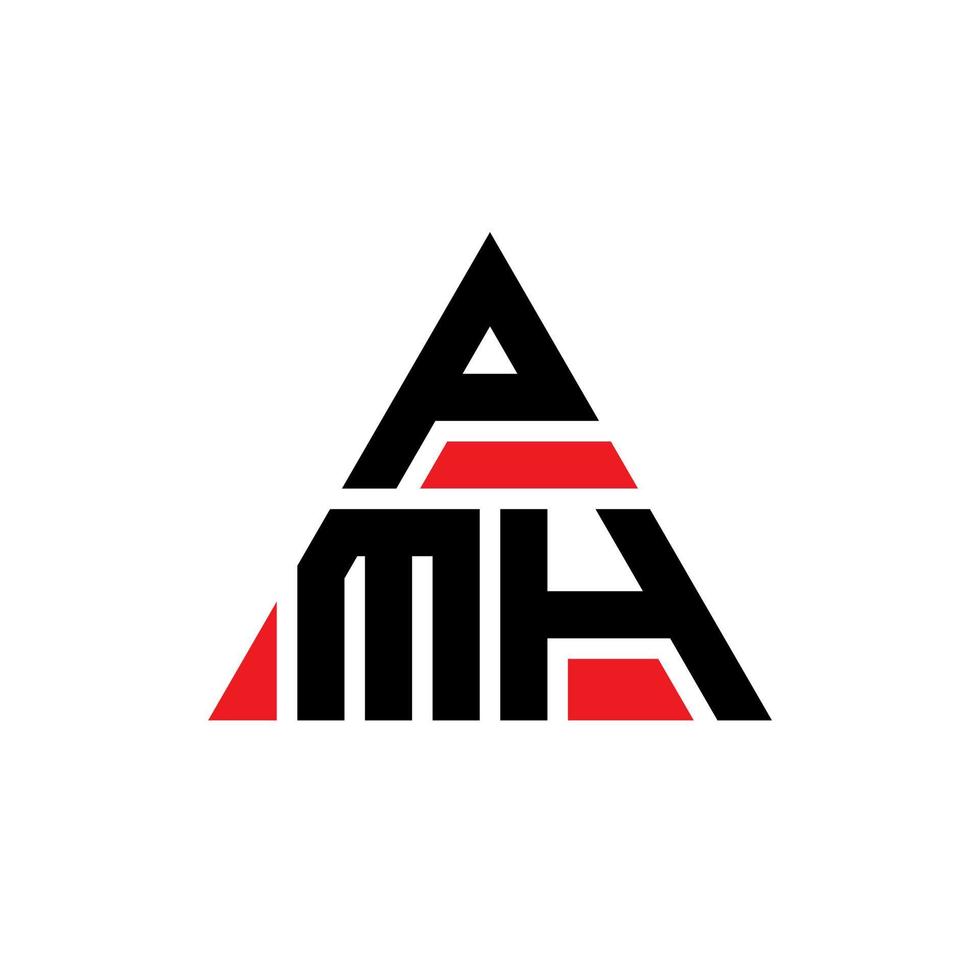 création de logo de lettre triangle pmh avec forme de triangle. monogramme de conception de logo triangle pmh. modèle de logo vectoriel triangle pmh avec couleur rouge. logo triangulaire pmh logo simple, élégant et luxueux.