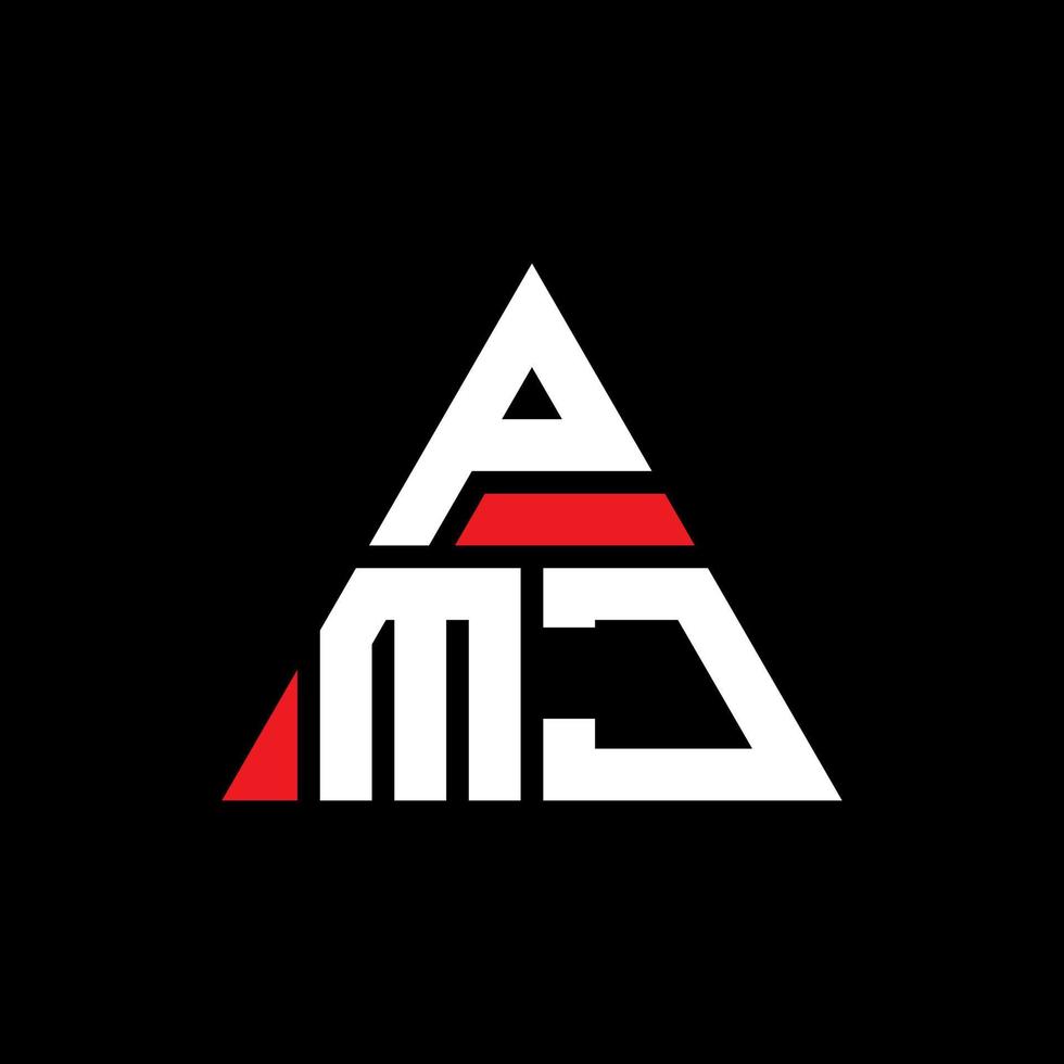 création de logo de lettre triangle pmj avec forme de triangle. monogramme de conception de logo triangle pmj. modèle de logo vectoriel pmj triangle avec couleur rouge. pmj logo triangulaire logo simple, élégant et luxueux.