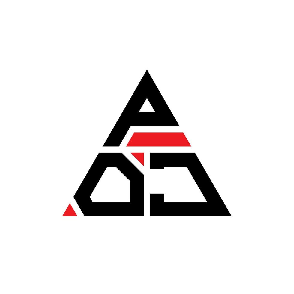 création de logo de lettre triangle poj avec forme de triangle. monogramme de conception de logo triangle poj. modèle de logo vectoriel triangle poj avec couleur rouge. logo triangulaire poj logo simple, élégant et luxueux.