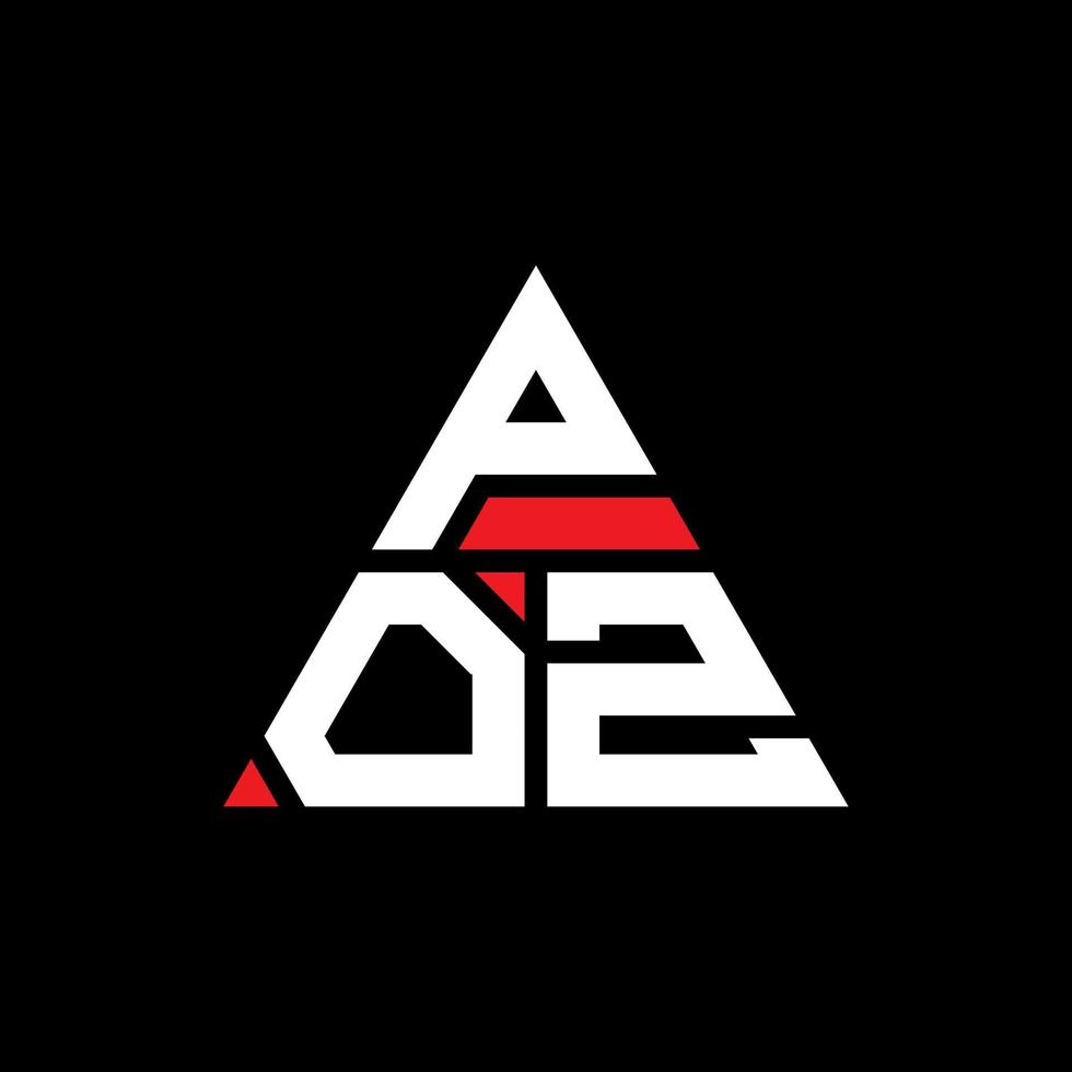 création de logo de lettre triangle poz avec forme de triangle. monogramme de conception de logo triangle poz. modèle de logo vectoriel triangle poz avec couleur rouge. logo triangulaire poz logo simple, élégant et luxueux.