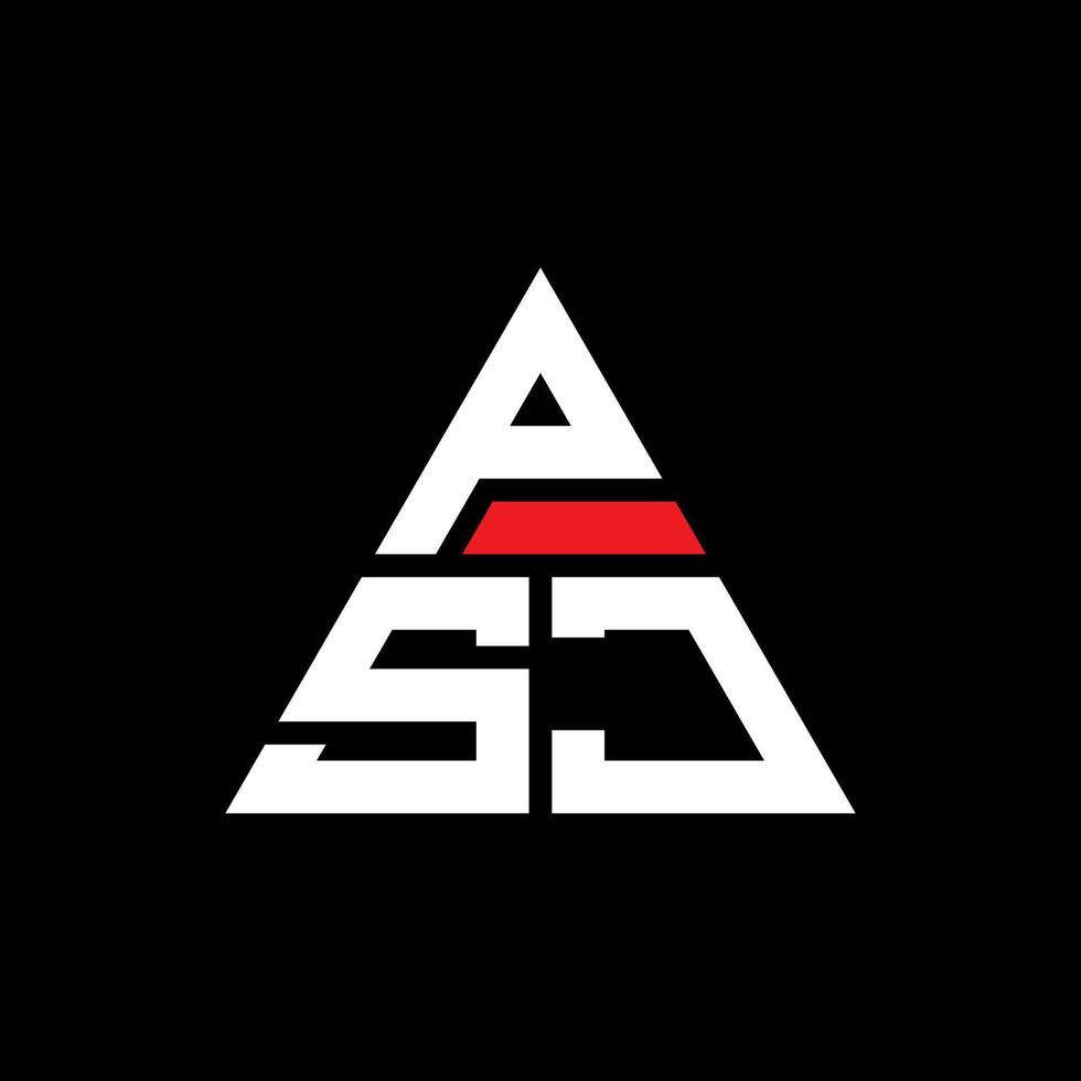 création de logo de lettre triangle psj avec forme de triangle. monogramme de conception de logo triangle psj. modèle de logo vectoriel triangle psj avec couleur rouge. logo triangulaire psj logo simple, élégant et luxueux.