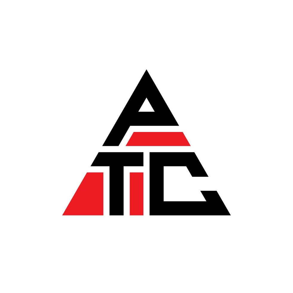 création de logo de lettre triangle ptc avec forme de triangle. monogramme de conception de logo triangle ptc. modèle de logo vectoriel triangle ptc avec couleur rouge. logo triangulaire ptc logo simple, élégant et luxueux.