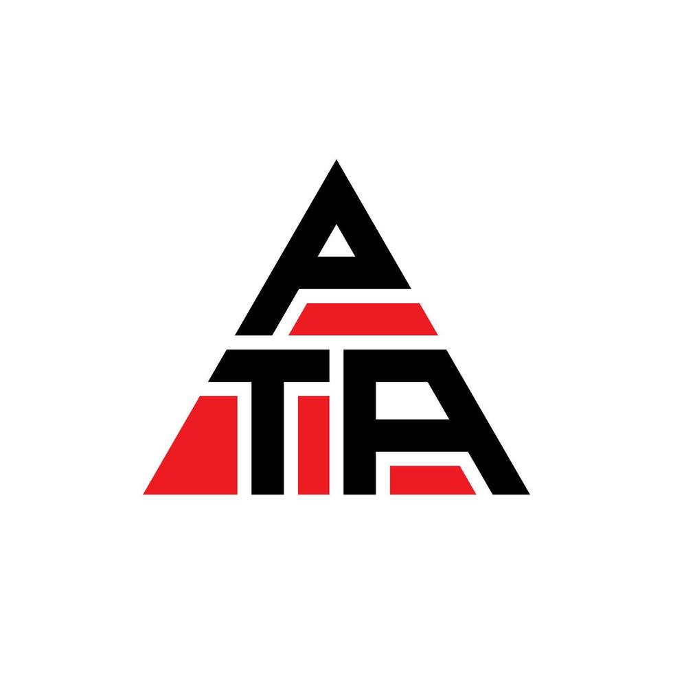 création de logo de lettre triangle pta avec forme de triangle. monogramme de conception de logo triangle pta. modèle de logo vectoriel triangle pta avec couleur rouge. logo triangulaire pta logo simple, élégant et luxueux.