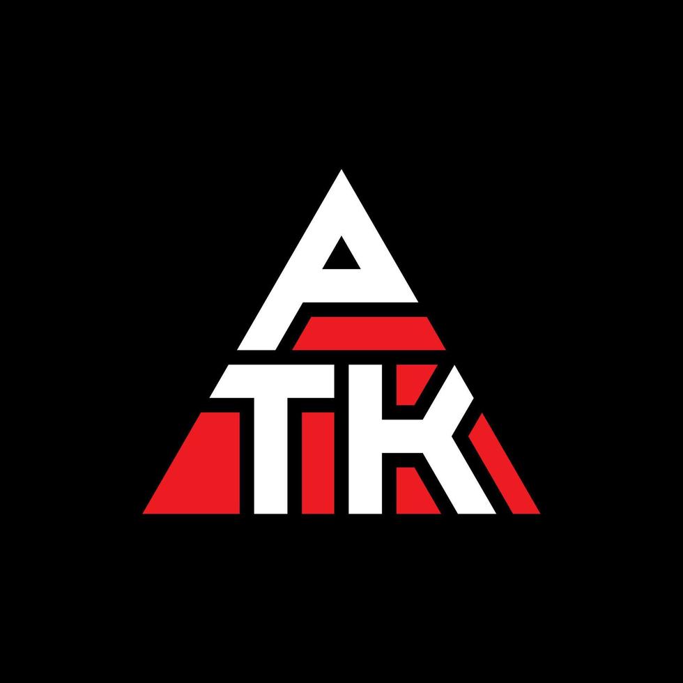 création de logo de lettre triangle ptk avec forme de triangle. monogramme de conception de logo triangle ptk. modèle de logo vectoriel triangle ptk avec couleur rouge. logo triangulaire ptk logo simple, élégant et luxueux.