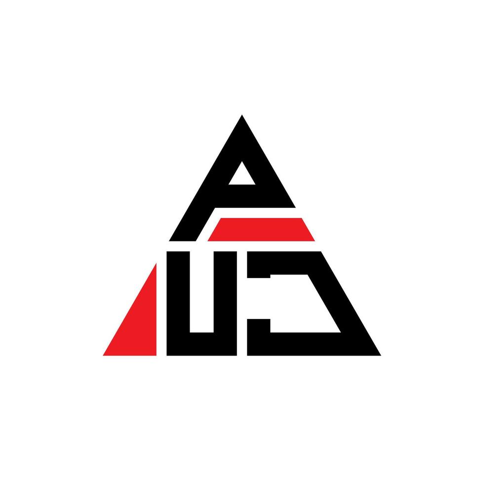 création de logo de lettre triangle puj avec forme de triangle. monogramme de conception de logo triangle puj. modèle de logo vectoriel triangle puj avec couleur rouge. puj logo triangulaire logo simple, élégant et luxueux.