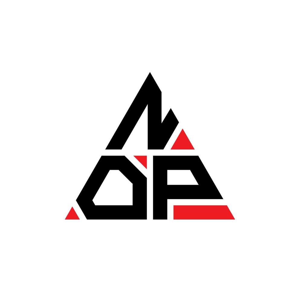 création de logo de lettre triangle nop avec forme de triangle. monogramme de conception de logo triangle nop. modèle de logo vectoriel triangle nop avec couleur rouge. nop logo triangulaire logo simple, élégant et luxueux.