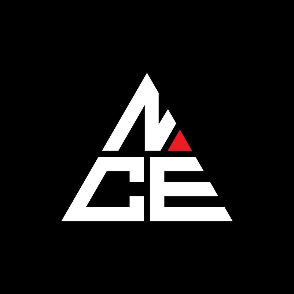 création de logo de lettre triangle nce avec forme de triangle. nce monogramme de conception de logo triangle. modèle de logo vectoriel triangle nce avec couleur rouge. nce logo triangulaire logo simple, élégant et luxueux.