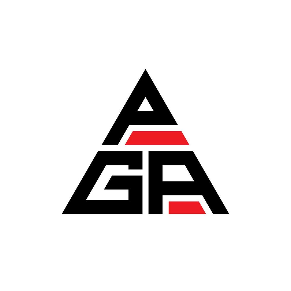 création de logo de lettre triangle pga avec forme de triangle. monogramme de conception de logo triangle pga. modèle de logo vectoriel triangle pga avec couleur rouge. logo triangulaire pga logo simple, élégant et luxueux.