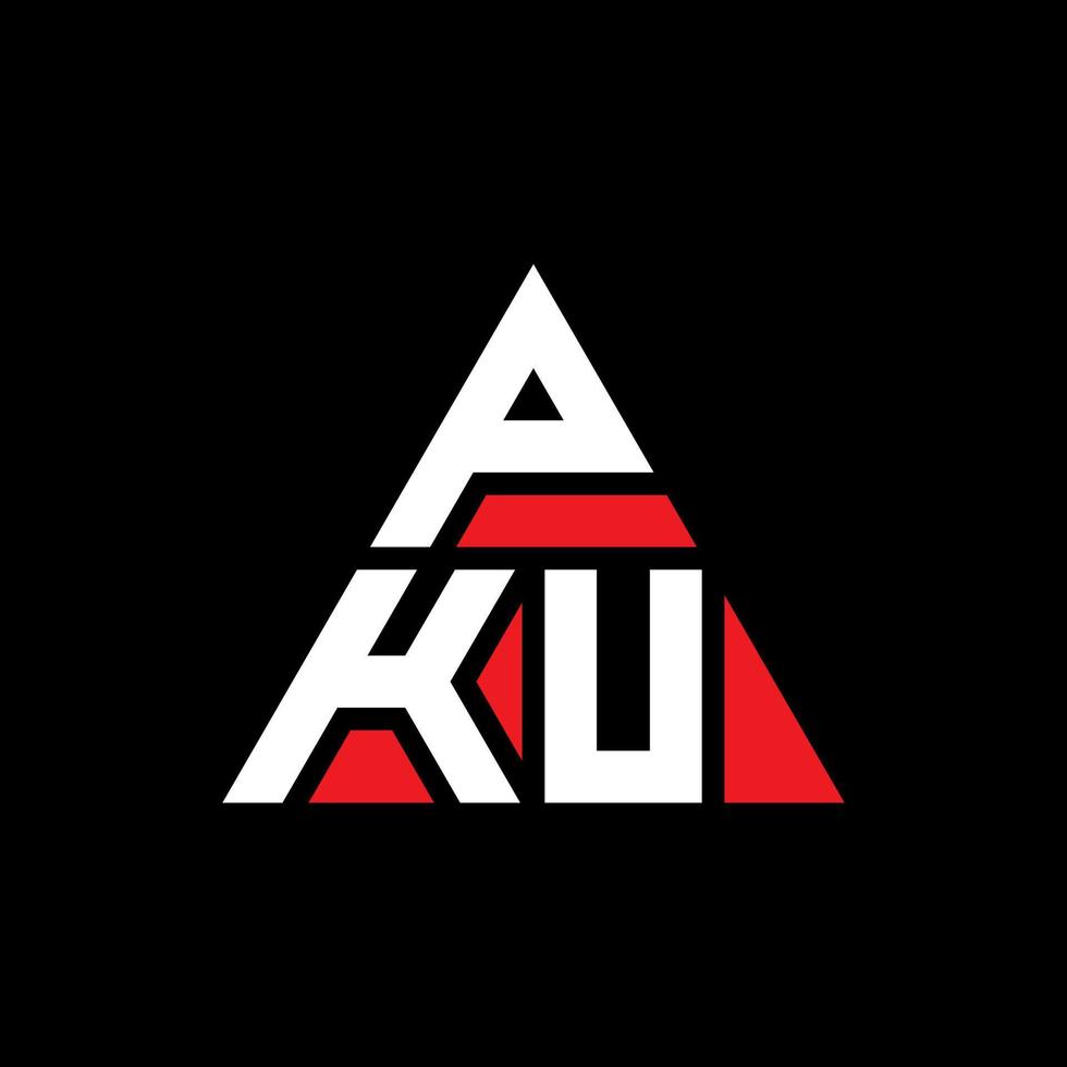 création de logo de lettre triangle pku avec forme de triangle. monogramme de conception de logo triangle pku. modèle de logo vectoriel triangle pku avec couleur rouge. logo triangulaire pku logo simple, élégant et luxueux.