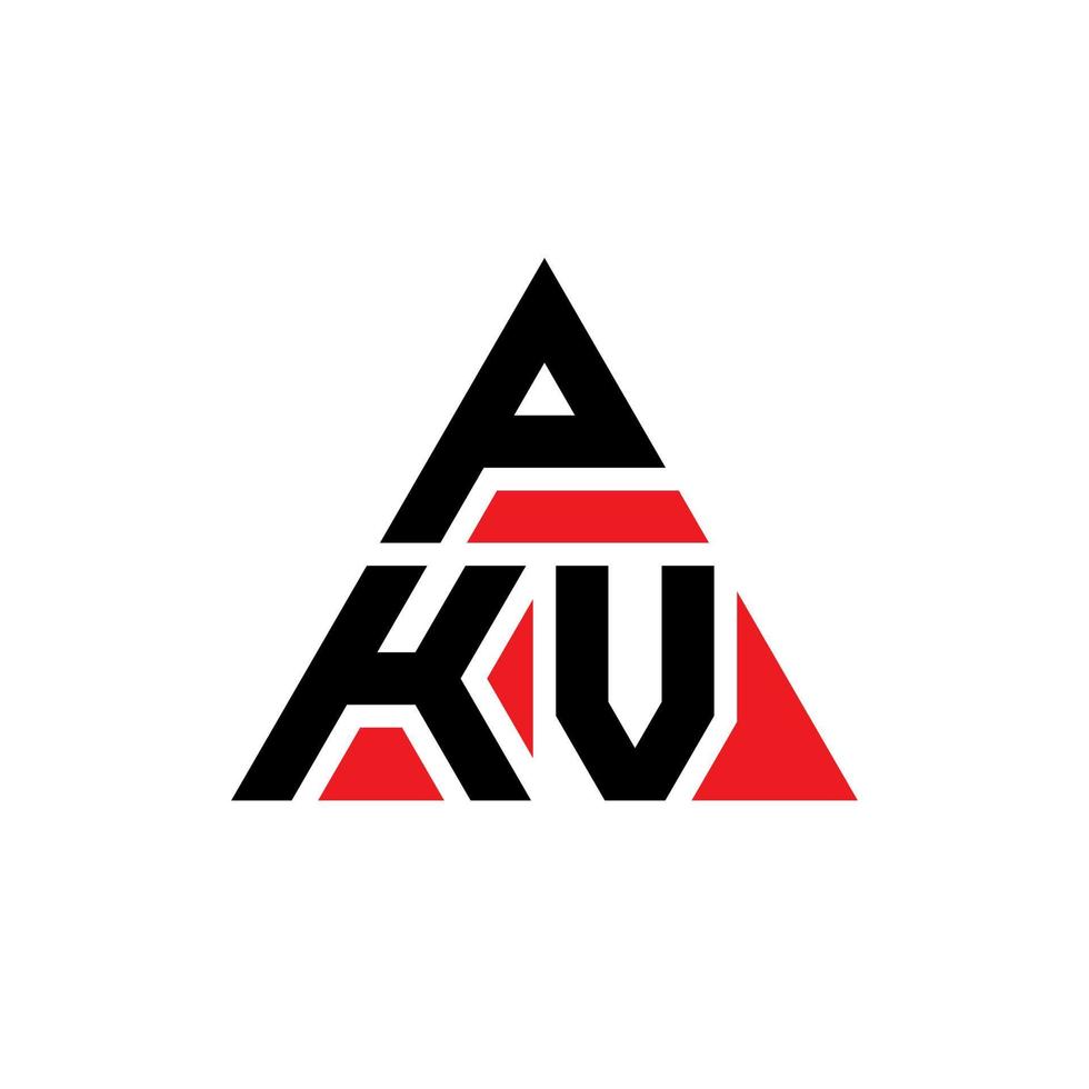 création de logo de lettre triangle pkv avec forme de triangle. monogramme de conception de logo triangle pkv. modèle de logo vectoriel triangle pkv avec couleur rouge. logo triangulaire pkv logo simple, élégant et luxueux.